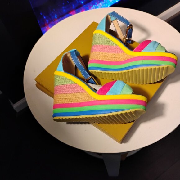 Colorblock Platform Wedge Sandals – RUILIAN Size 8.5 / EU 40 - Picture 3 of 5